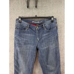 Eddie Bauer Flannel Lined Jeans Women 6 Blue Excellent Boyfriend Relaxed Leg